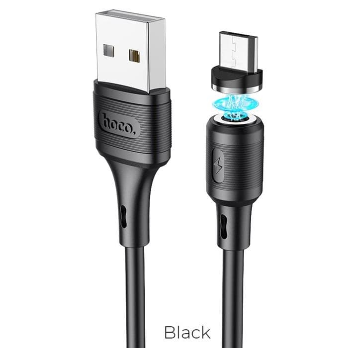 Кабель Hoco X52, microUSB - USB, магнитный разъём, только зарядка, 2.4 А, 1 м, чёрный — фото 2