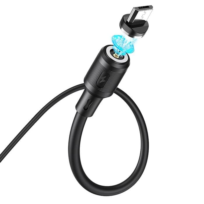 Кабель Hoco X52, microUSB - USB, магнитный разъём, только зарядка, 2.4 А, 1 м, чёрный — фото 4