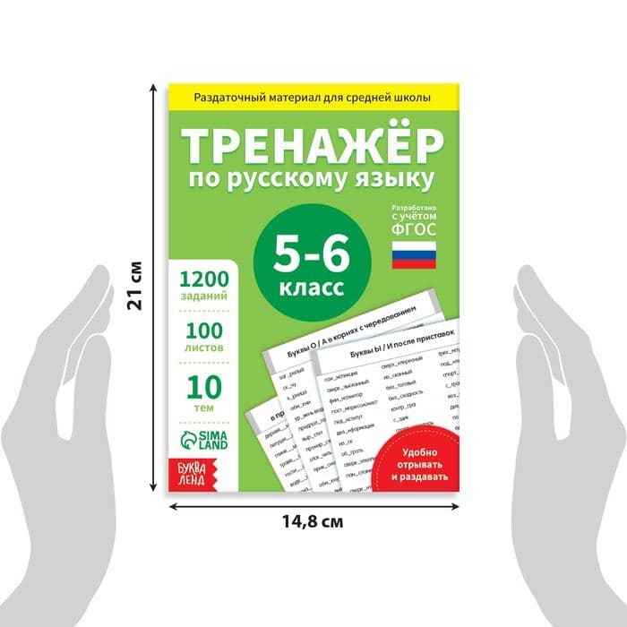 Книга обучающая «Тренажёр по русскому языку», 5-6 класс, раздаточный материал, ФГОС — фото 2
