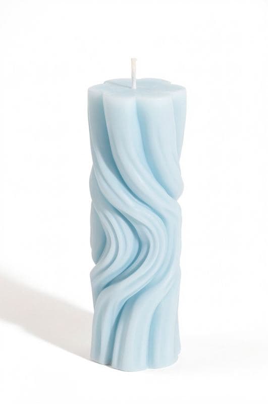 Свеча интерьерная «Волны света», 4.8×4.8×14 см, 188 г, 16 ч, голубой — фото 2