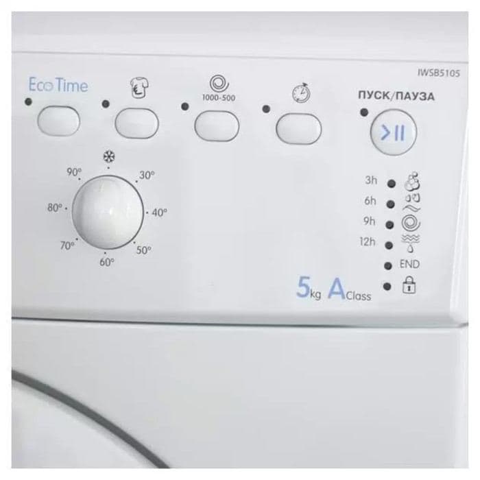 Стиральная машина Indesit IWSB 5105 (CIS), класс A, 1000 об/мин, до 5 кг, белая — фото 2