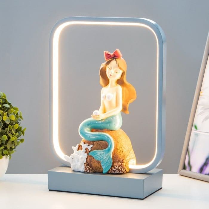 Лампа настольная RISALUX «Русалка», светодиодная, 15 Вт, голубая, 24×10×34 см — фото 3