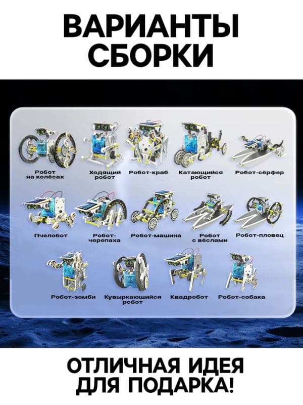 Электронный конструктор - робототехника «Робот», 14 в 1, работает от солнечной батареи — фото 3