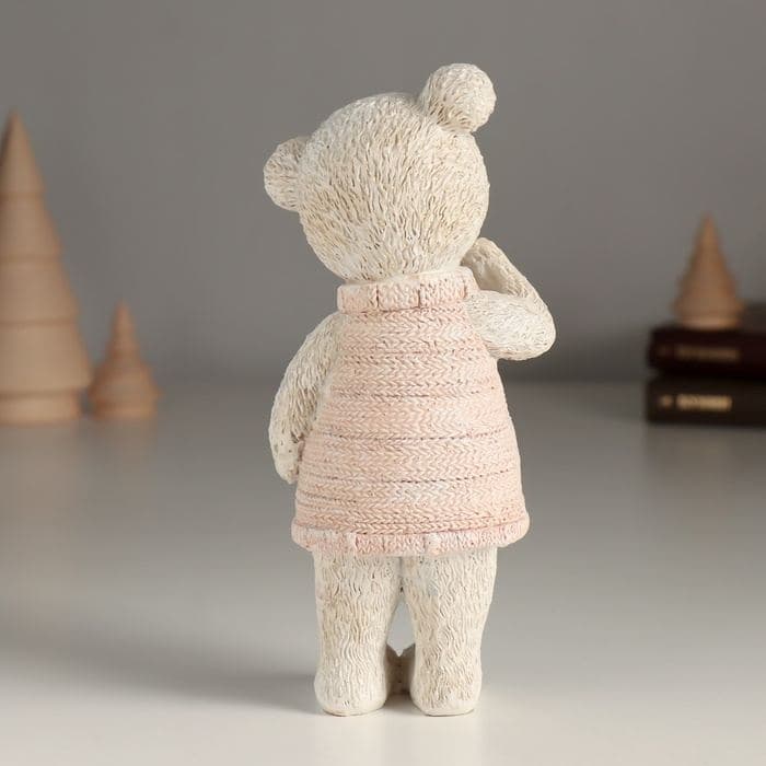 Фигурка полистоун «Удивленный мишка в розовом свитере», 7.5×5.5×16 см — фото 4