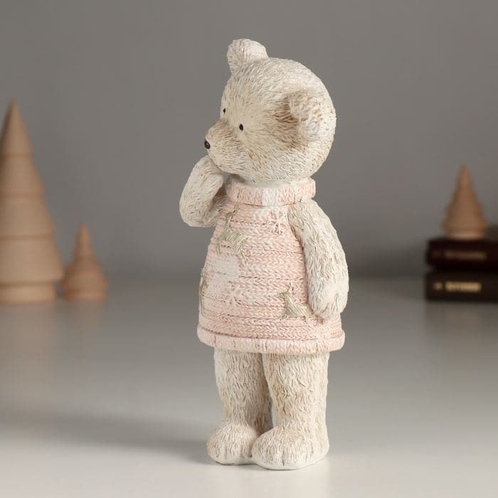 Фигурка полистоун «Удивленный мишка в розовом свитере», 7.5×5.5×16 см — фото 5