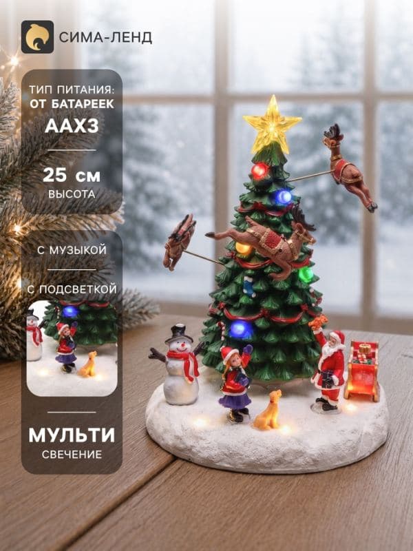 Фигура светодиодная «Елка» 25×18 см, музыка — фото 1