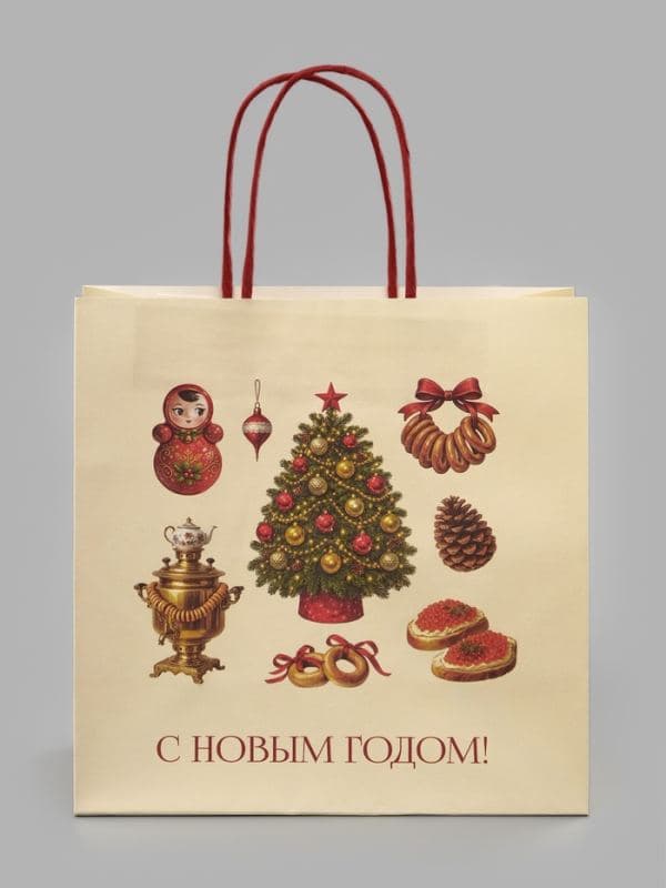 Пакет подарочный «Подарок на Новый год», 22×22×11 см, крафт — фото 2