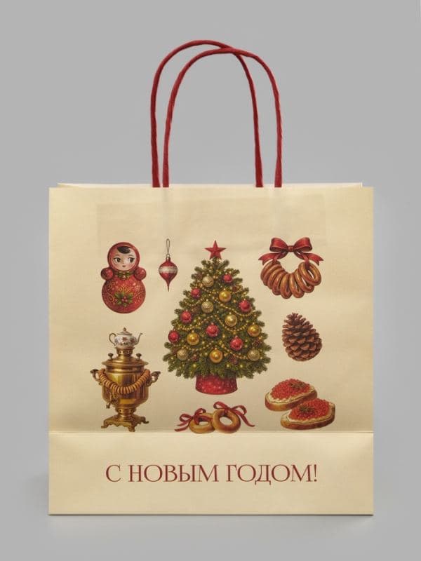 Пакет подарочный «Подарок на Новый год», 22×22×11 см, крафт — фото 4